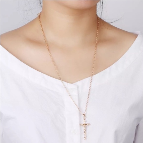 Gold Plated Crucifix Necklace - Picture 2 of 6